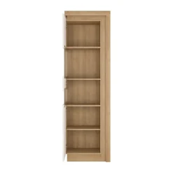 Lyon Tall Narrow Display Cabinet (LHD) In Riviera Oak/White High Gloss -Diy Shop lyon tall narrow display cabinet lhd in riviera oak white high gloss5900355041121 03c MP