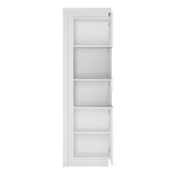 Lyon Tall Narrow Display Cabinet (RHD) (including LED Lighting) In White And High Gloss -Diy Shop lyon tall narrow display cabinet rhd including led lighting in white and high gloss5900355143443 03c MP