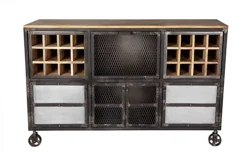 Lyynet Industrial Solid Wood And Reclaimed Metal Wine Bar Sideboard With Wheels -Diy Shop lyynet industrial solid wood and reclaimed metal wine bar sideboard with wheels5059368574291 02c MP