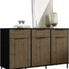 Madrid 3 Door 3 Drawer Sideboard In Black Edging With Acacia Effect Finish -Diy Shop madrid 3 door 3 drawer sideboard in black edging with acacia effect finish5056065618013 01c MP