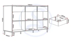 Madrid 3 Door 3 Drawer Sideboard In Black Edging With Acacia Effect Finish -Diy Shop madrid 3 door 3 drawer sideboard in black edging with acacia effect finish5056065618013 04c MP