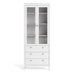 Madrid China Cabinet 2 Doors W/glass + 3 Drawers In White -Diy Shop madrid china cabinet 2 doors w glass 3 drawers in white5713035068901 03c MP