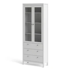 Madrid China Cabinet 2 Doors W/glass + 3 Drawers In White -Diy Shop madrid china cabinet 2 doors w glass 3 drawers in white5713035068901 04c MP