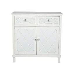 Make It A Home Olbia Ivory Mirrored Pine Wood 2-Drawer 2 Door Unit