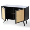Manhattan Sideboard 2 Door Mango Wood & Cane Webbing In Black H70cm X W100cm X D40cm -Diy Shop manhattan sideboard 2 door mango wood cane webbing in black h70cm x w100cm x d40cm5013607852342 01c MP