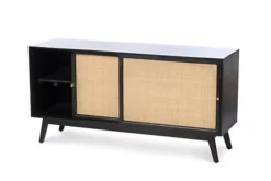 Manhattan Sideboard With Sliding Doors Mango Wood In Black (H75cm X W150cm X D45cm) -Diy Shop manhattan sideboard with sliding doors mango wood in black h75cm x w150cm x d45cm 5013607852465 04c MP