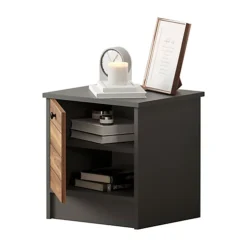 MILANO 1 Door Bedside Table, Anthracite, Walnut -Diy Shop milano 1 door bedside table anthracite walnut0606707898232 04c MP