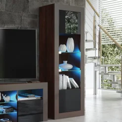 Modern Sideboard Display Cabinet Cupboard TV Stand Living Room High Gloss Doors - Walnut & Black 7 Modern Sideboard Display Cabinet Cupboard TV Stand Living Room High Gloss Doors - Walnut & Black -Diy Shop modern sideboard display cabinet cupboard tv stand living room high gloss doors walnut black5060970900651 02c MP