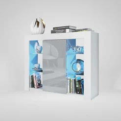 Modern Sideboard Display Cabinet Cupboard TV Stand Living Room High Gloss Doors - White & Grey -Diy Shop modern sideboard display cabinet cupboard tv stand living room high gloss doors white grey5060970900552 02c MP