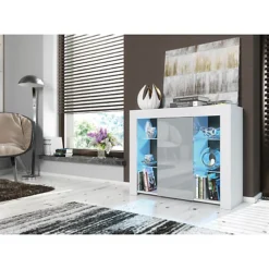 Modern Sideboard Display Cabinet Cupboard TV Stand Living Room High Gloss Doors - White & Grey -Diy Shop modern sideboard display cabinet cupboard tv stand living room high gloss doors white grey5060970900552 03c MP