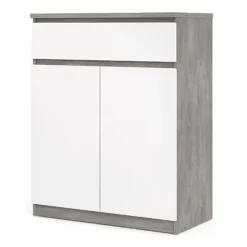 Naia Sideboard 1 Drawer 2 Doors In Concrete And White High Gloss -Diy Shop naia sideboard 1 drawer 2 doors in concrete and white high gloss5713035053945 03c MP