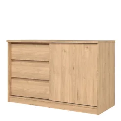 Naia Storage Unit With 1 Sliding Door And 3 Drawers In Jackson Hickory Oak -Diy Shop naia storage unit with 1 sliding door and 3 drawers in jackson hickory oak5713035082334 03c MP