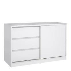 Naia Storage Unit With 1 Sliding Door And 3 Drawers In White High Gloss