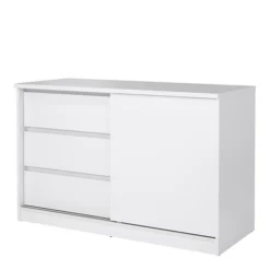 Naia Storage Unit With 1 Sliding Door And 3 Drawers In White High Gloss -Diy Shop naia storage unit with 1 sliding door and 3 drawers in white high gloss5713035082341 03c MP