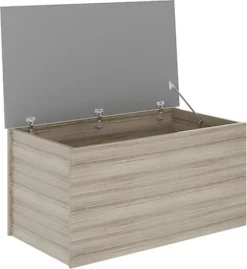 Nevada Storage Blanket Box Ottoman Grey Gloss And Light Oak Effect Veneer