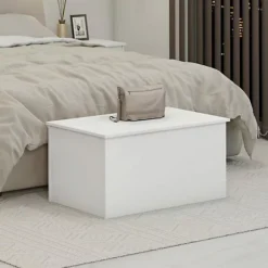 Nevada Storage Blanket Box Ottoman In White Gloss Finish -Diy Shop nevada storage blanket box ottoman in white gloss finish5056065619294 02c MP