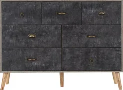 Nordic Merchant Chest In Grey And Charcoal Concrete Finish 7 Drawer -Diy Shop nordic merchant chest in grey and charcoal concrete finish 7 drawer5056065619539 03c MP