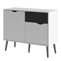 Oslo Sideboard - Small - 1 Drawer 2 Doors In White And Black Matt -Diy Shop oslo sideboard small 1 drawer 2 doors in white and black matt5060653082360 03c MP