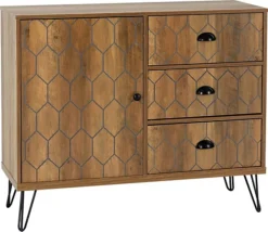 Ottawa 1 Door 3 Drawer Sideboard Oak Effect And Black