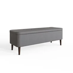 Ottoman Storage Seat On Legs In Grey Linen 9 Ottoman Storage Seat On Legs In Grey Linen -Diy Shop ottoman storage seat on legs in grey linen5056413100092 04c MP