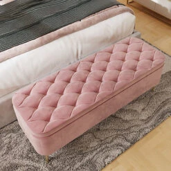 Ottoman Storage Seat On Legs In Pink Velvet 8 Ottoman Storage Seat On Legs In Pink Velvet -Diy Shop ottoman storage seat on legs in pink velvet5056413101457 03c MP
