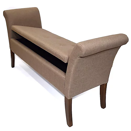 Ottoman Storage Window Seat In Brown Linen 4 Ottoman Storage Window Seat In Brown Linen - Image 2