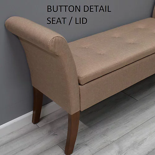 Ottoman Storage Window Seat In Brown Linen 5 Ottoman Storage Window Seat In Brown Linen - Image 3