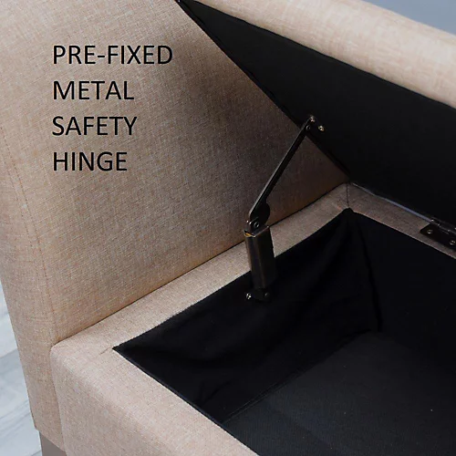 Ottoman Storage Window Seat In Brown Linen 6 Ottoman Storage Window Seat In Brown Linen - Image 4