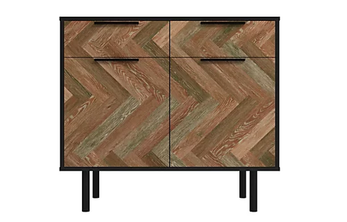 OUT & OUT Dallas Grey Parquet Sideboard L.90 X D.38 X H.80.5cm 3 OUT & OUT Dallas Grey Parquet Sideboard L.90 X D.38 X H.80.5cm