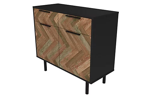 OUT & OUT Dallas Grey Parquet Sideboard L.90 X D.38 X H.80.5cm 4 OUT & OUT Dallas Grey Parquet Sideboard L.90 X D.38 X H.80.5cm - Image 2