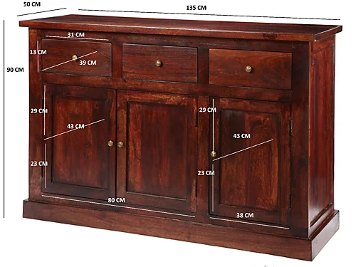 Rajwada Dark Wood Large Sideboard 5 Rajwada Dark Wood Large Sideboard - Image 3