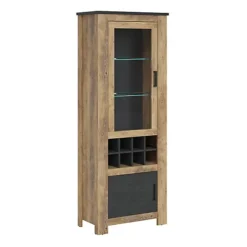 Rapallo 2 Door Display Cabinet With Wine Rack In Chestnut And Matera Grey -Diy Shop rapallo 2 door display cabinet with wine rack in chestnut and matera grey5900355131815 02c MP