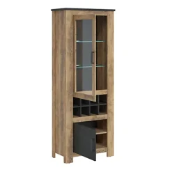 Rapallo 2 Door Display Cabinet With Wine Rack In Chestnut And Matera Grey -Diy Shop rapallo 2 door display cabinet with wine rack in chestnut and matera grey5900355131815 03c MP