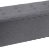 Requena Ottoman 110 X 38 X 38cm Linen Fabric Folding Storage Footstool Storage Box Dark Grey -Diy Shop requena ottoman 110 x 38 x 38cm linen fabric folding storage footstool storage box dark grey9505775385471 01c MP