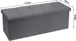 Diy Shop -Diy Shop requena ottoman 110 x 38 x 38cm linen fabric folding storage footstool storage box dark grey9505775385471 02c MP