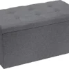 Requena Ottoman 76 X 38 X 38cm Linen Fabric Folding Storage Footstool Storage Box Dark Grey -Diy Shop requena ottoman 76 x 38 x 38cm linen fabric folding storage footstool storage box dark grey9502773722840 01c MP
