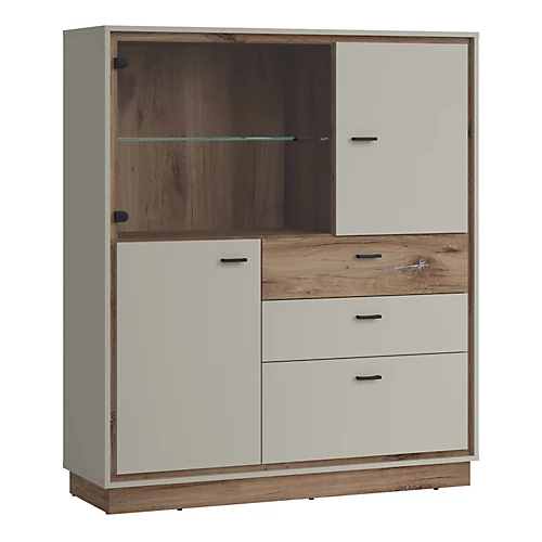 Rivero 3 Door 3 Drawer Low Display Cabinet In Grey And Oak 3 Rivero 3 Door 3 Drawer Low Display Cabinet In Grey And Oak