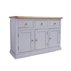 Rocca Grey 3 Drawer 3 Door Sideboard Brass Knob -Diy Shop rocca grey 3 drawer 3 door sideboard brass knob5060742753218 02c MP