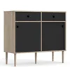 Rome Sideboard 2 Sliding Doors + 2 Drawers In Jackson Hickory Oak With Matt Black -Diy Shop rome sideboard 2 sliding doors 2 drawers in jackson hickory oak with matt black5713035072038 01c MP