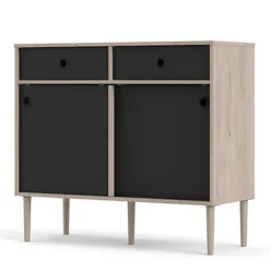 Rome Sideboard 2 Sliding Doors + 2 Drawers In Jackson Hickory Oak With Matt Black -Diy Shop rome sideboard 2 sliding doors 2 drawers in jackson hickory oak with matt black5713035072038 03c MP