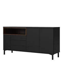 Roomers Sideboard 3 Drawers 3 Doors In Black And Walnut -Diy Shop roomers sideboard 3 drawers 3 doors in black and walnut5060653083602 03c MP