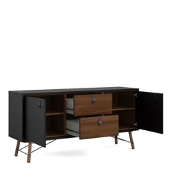 Ry Sideboard 2 Doors + 2 Drawers Matt Black Walnut -Diy Shop ry sideboard 2 doors 2 drawers matt black walnut5713035052979 04c MP