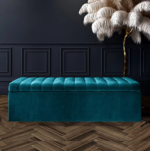 Safar 3ft Ottoman Storage Box - White Plush Velvet 3 Safar 3ft Ottoman Storage Box - White Plush Velvet