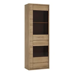 Shetland 1 Door 1 Drawer Narrow Glazed Display Cabinet