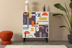 Sia Sideboard Cabinet Metal Legs - White