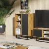 Sideboard 100cm Sideboard Cabinet Cupboard TV Stand Living Room Oak&Black -Diy Shop sideboard 100cm sideboard cabinet cupboard tv stand living room oak black5060970909951 01c MP