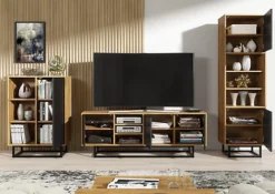 Sideboard 100cm Sideboard Cabinet Cupboard TV Stand Living Room Oak&Black -Diy Shop sideboard 100cm sideboard cabinet cupboard tv stand living room oak black5060970909951 04c MP