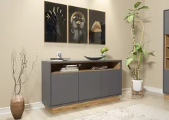 Sideboard 130cm Sideboard Cabinet Cupboard TV Stand Living Room Oak & Grey -Diy Shop sideboard 130cm sideboard cabinet cupboard tv stand living room oak grey5060970908992 02c MP
