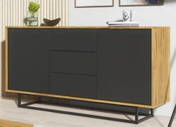 Sideboard 140cm Sideboard Cabinet Cupboard TV Stand Living Room Oak&Black -Diy Shop sideboard 140cm sideboard cabinet cupboard tv stand living room oak black5060970909869 03c MP