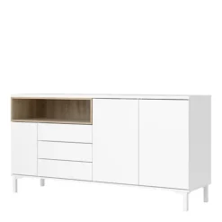 Sideboard 3 Drawers 3 Doors In White And Oak -Diy Shop sideboard 3 drawers 3 doors in white and oak5060653083596 03c MP